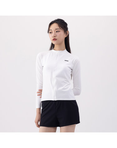 [아레나수영복] 이니셜 레저 집업 래쉬가드 세트 A4BL1PS02WHT