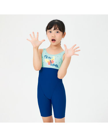 [아레나수영복] 버터플라이 아동 4부 반신 레이서백 A4BG1GL04DBL