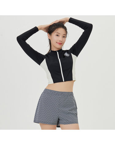 [아레나수영복] 스키퍼 레저 집업 래쉬가드 세트 A4BL1PS08BLK