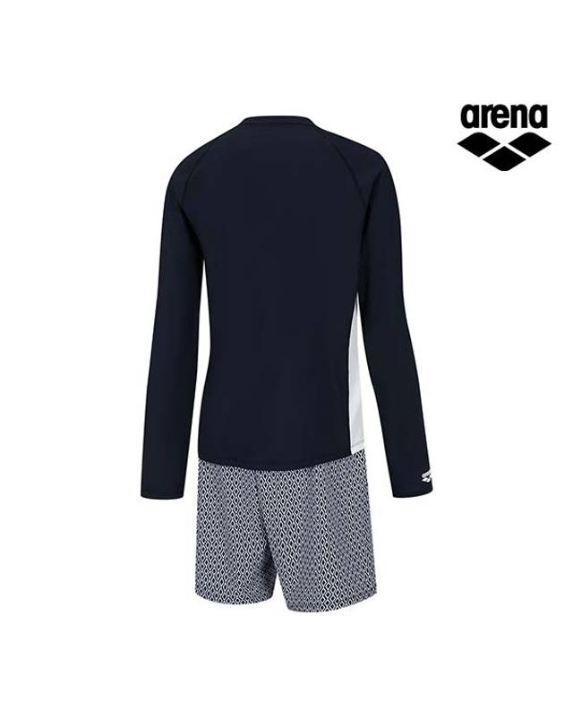 아레나 [아레나수영복] 스키퍼 레저 집업 래쉬가드 세트 A4BM1PC03BLK 착용컷