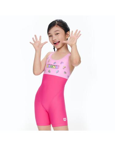 [아레나수영복] 큐브 아동 3부 반신 레이서백 A5BG1GL04PNK
