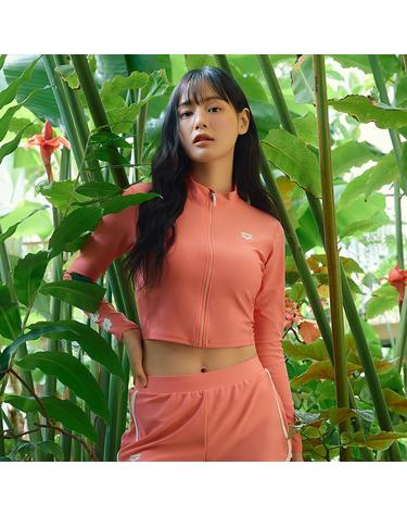 [아레나수영복] 그린웨이브 슬림핏 크롭 집업 래쉬가드 A5BL1PQ03COR