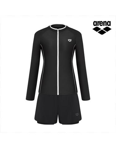 웨이비 레귤러핏 집업 래쉬가드 3PCS 세트 A6BL1PS01BLK