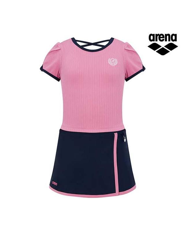 아레나 [아레나수영복] 레이첼 아동 래쉬가드 세트 A5BG1GS03PNK 착용컷