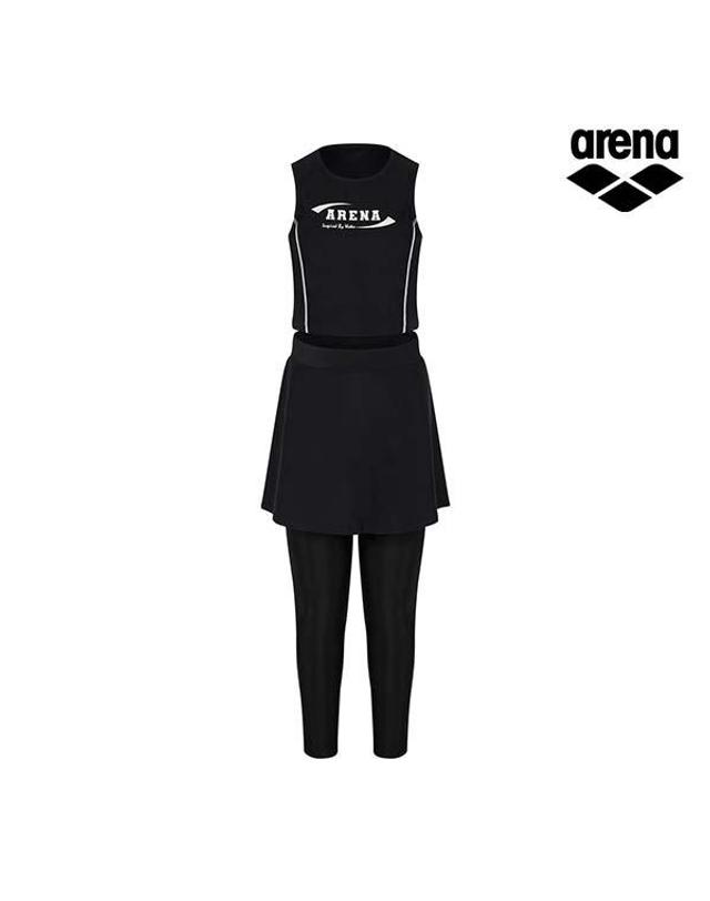 아레나 [아레나수영복] 이지에즈 아동 집업 래쉬가드 3PCS 세트 A5BG1GS82BLK 착용컷