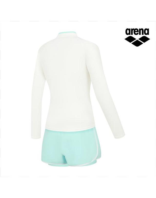 아레나 웨이비 레귤러핏 집업 래쉬가드 3PCS 세트 A6BL1PS01WHT 착용컷