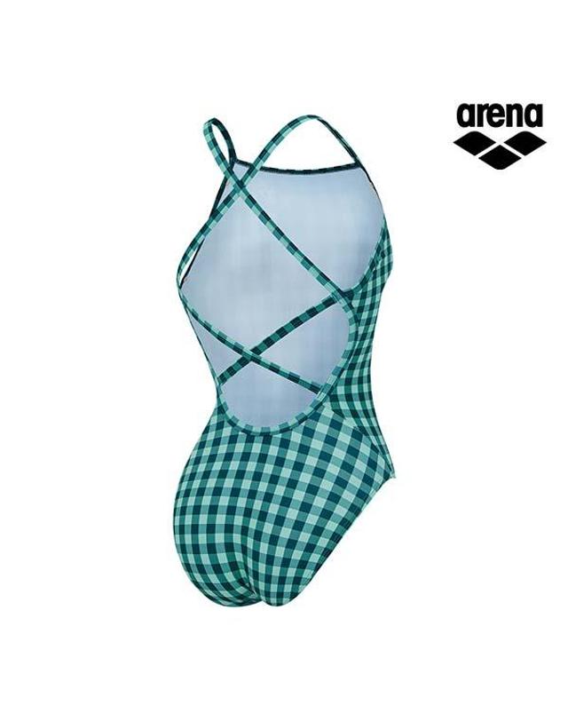 아레나 어반체크 원피스 더블 크로스 스트랩백 A6SL1LO66GRN 착용컷