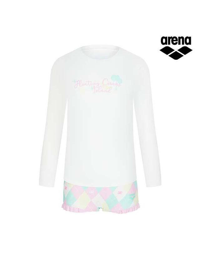 아레나 퍼즐 래쉬가드 세트 A6BG1GS03WHT 착용컷