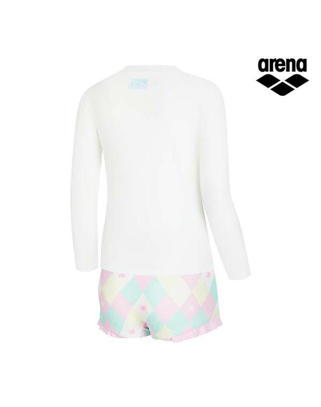 아레나 퍼즐 래쉬가드 세트 A6BG1GS03WHT 착용컷