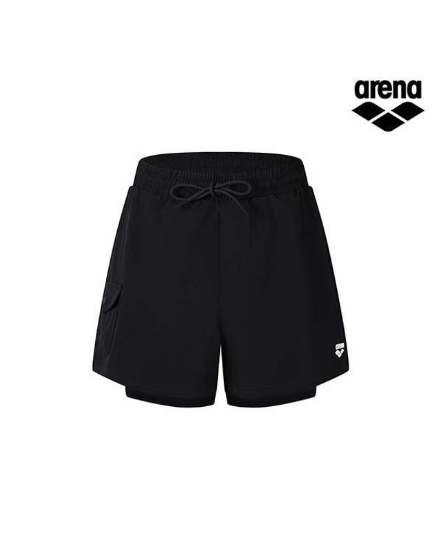 아레나 그래픽데이 여성 레저 2부 쇼츠 A6BL1QW24BLK 착용컷