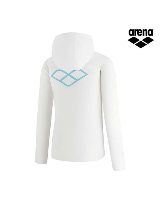 아레나 그래픽데이 남성 루즈핏 후드 커버업 A6BM1RR27WHT 착용컷