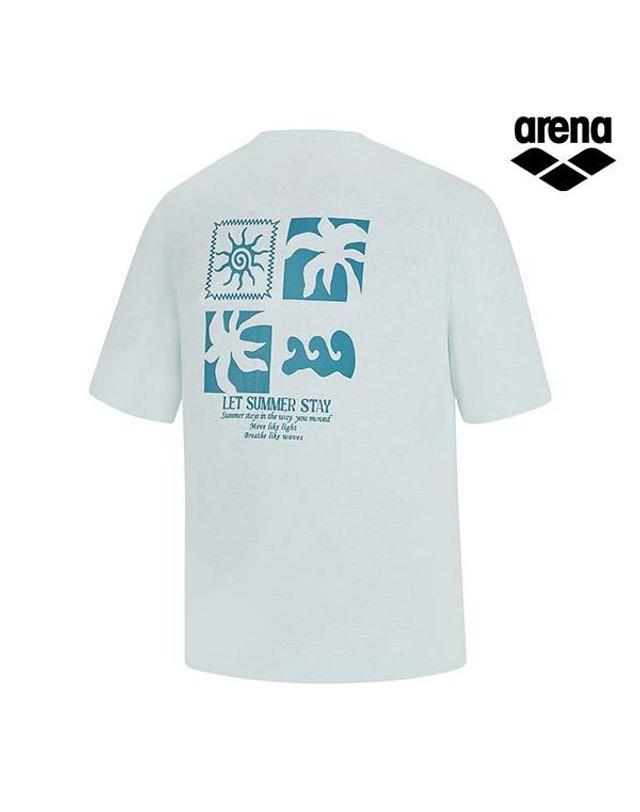 아레나 [아레나수영복] 그래픽데이 유니 루즈핏 반팔 티셔츠 A6MC1RT08LGN 착용컷