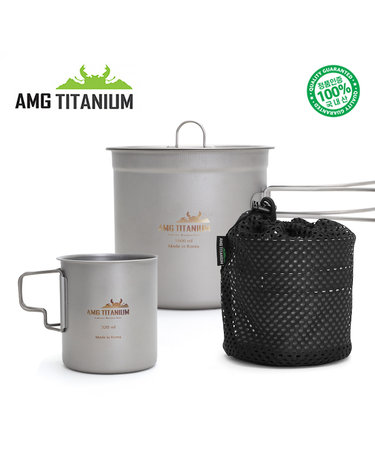 AMG티타늄 코펠(1L/케이스포함) 싱글컵 340ML SET 캠핑 백패킹 AMG TITANIUM