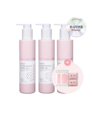 [질경이] 여성청결제 에코아 워시 퓨어젤 200ml x3개+페미닌 티슈 x2개+중형4P x2개