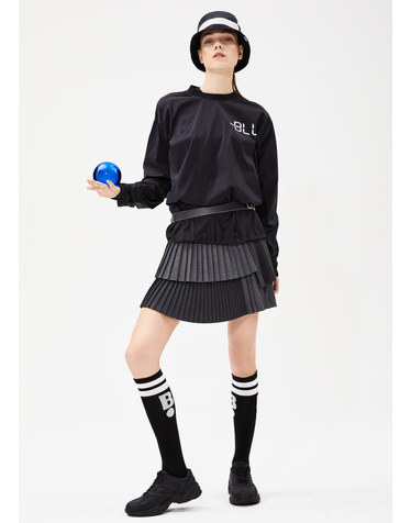 블루닷 [BLUDOT] LAYERED PLEATS CULOTTE (SHORT)_GY