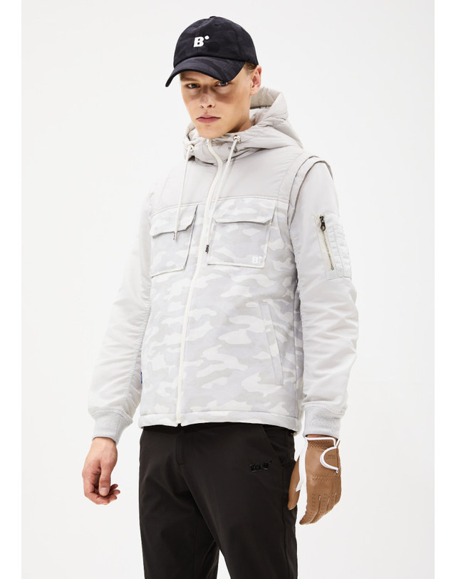 블루닷 [BLUDOT] CAMO JERSEY PADDING VEST_GY 착용컷
