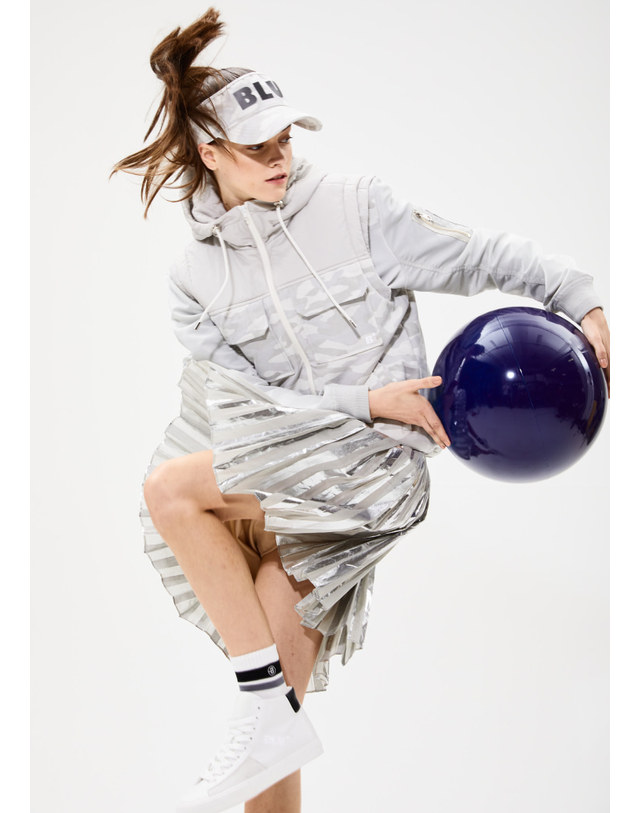 블루닷 [BLUDOT] CAMO JERSEY PADDING VEST_GY 착용컷