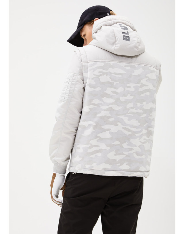 블루닷 [BLUDOT] CAMO JERSEY PADDING VEST_GY 착용컷