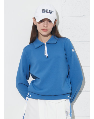 [BLUDOT] 볼륨 하프집업 카라티셔츠_BL