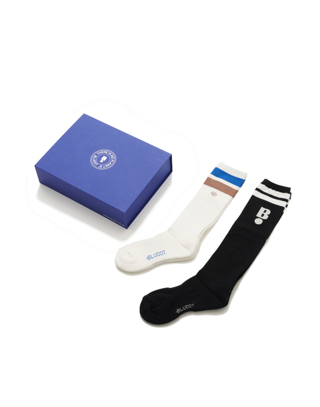 블루닷 [BLUDOT] 블루닷 여성 니삭스 세트_WH 화이트 착용컷