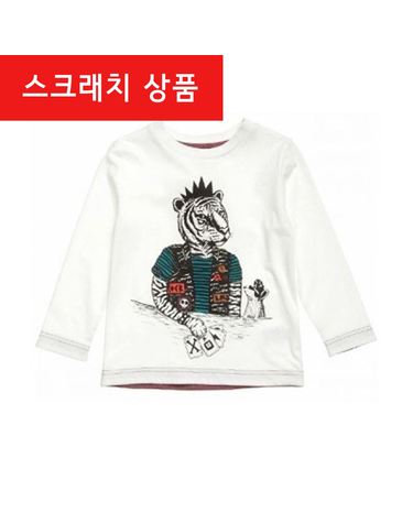스크래치 키즈 타이거 프린트 티셔츠 화이트 W25116 117