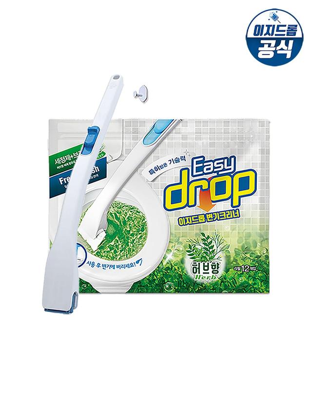 이지드롭 [공식] 이지드롭 변기크리너 핸들 1개+리필 1팩(12개입) 블루 착용컷