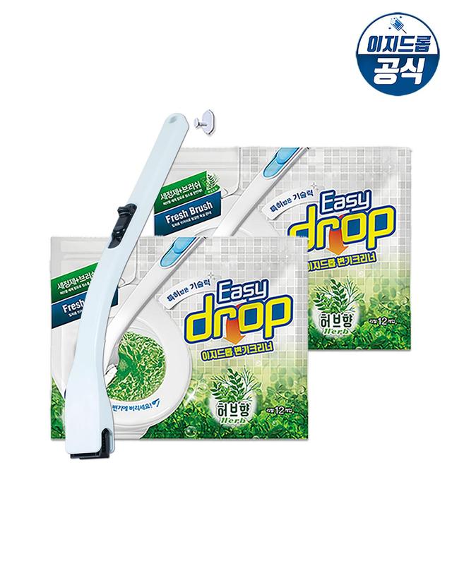 이지드롭 [공식] 이지드롭 변기크리너 핸들 1개+리필 2팩(24개입) 블루 착용컷