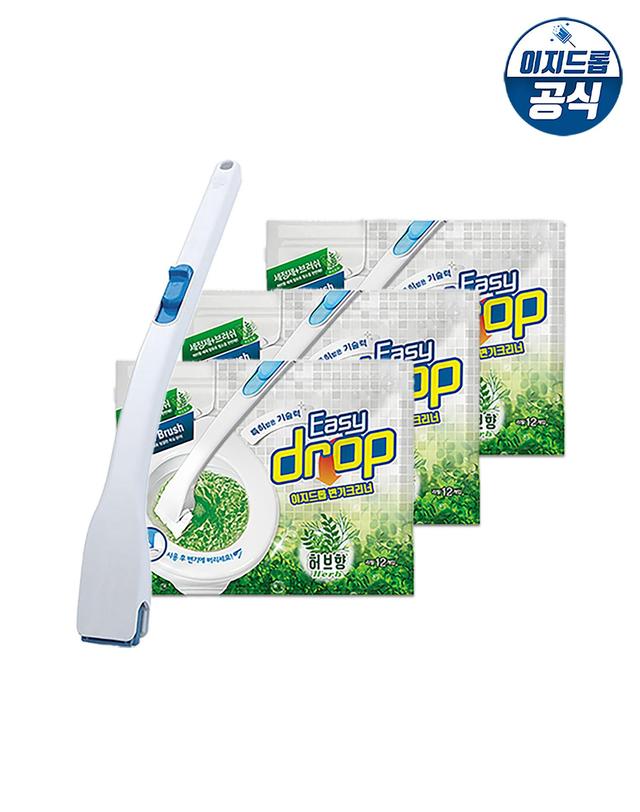 이지드롭 [공식] 이지드롭 변기크리너 핸들 1개+리필 3팩(36개입) 블루 착용컷