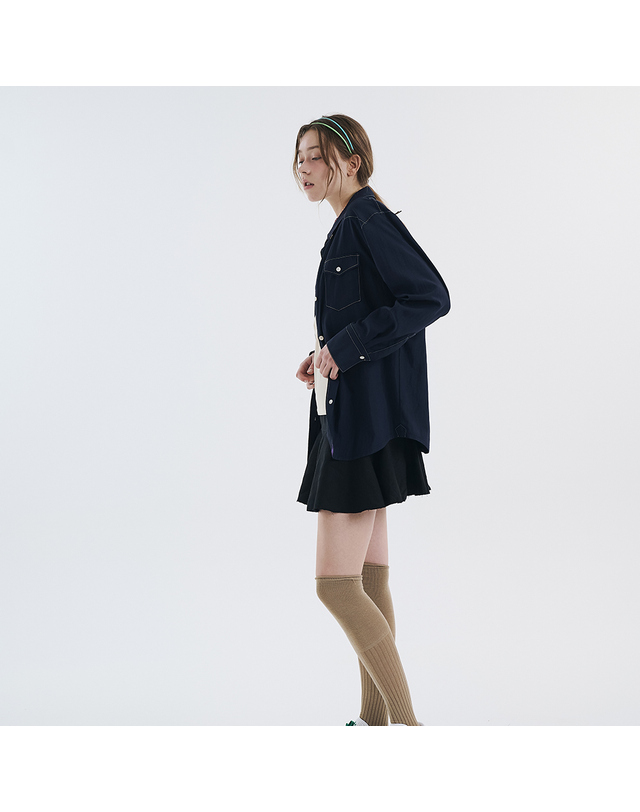 보연 웨스턴 스티치셔츠 네이비 0111 착용컷