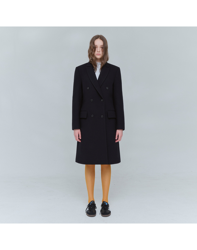 보연 롱 미들 WOOL 코트 네이비 0130 착용컷