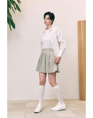 새틴 볼륨 스커트_BEIGE