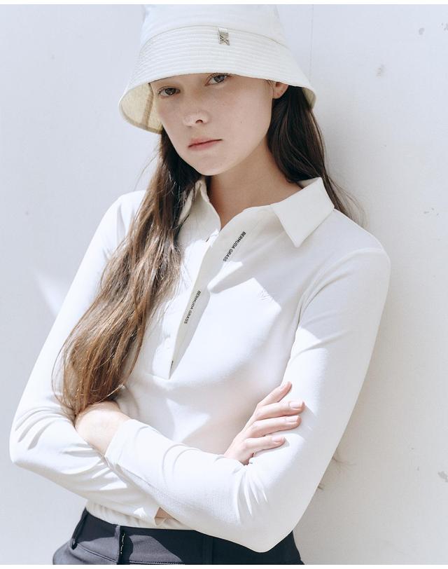 버뮤다그래스 [5차]베이직 로고 PK 티셔츠_WHITE 화이트 착용컷