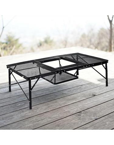 노마드 더블랙 아이언 메쉬 2in1 BBQ 캠핑테이블
