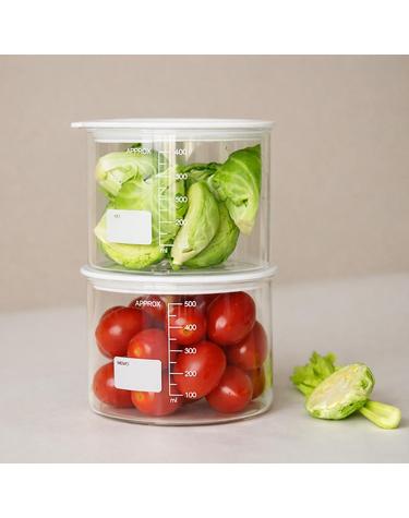 듀오 컨테이너 내열유리 밀폐용기 500ml x 2P / 밀프렙 샐러드보틀 유리병 캐니스터