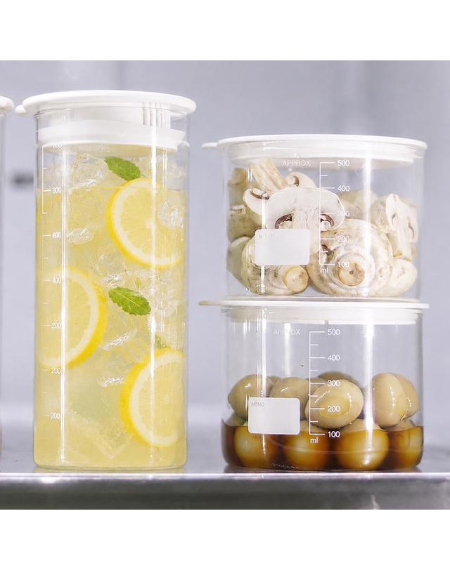 리본제이 듀오 보틀 내열유리 물병 밀폐용기 700ml x 2P / 밀프렙 샐러드보틀 유리병 캐니스터 착용컷