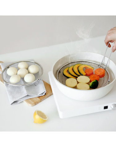 304 스텐 채반 찜기 19+22cm (탈부착 손잡이 포함) / 원형 핸들 채반 야채 찜기