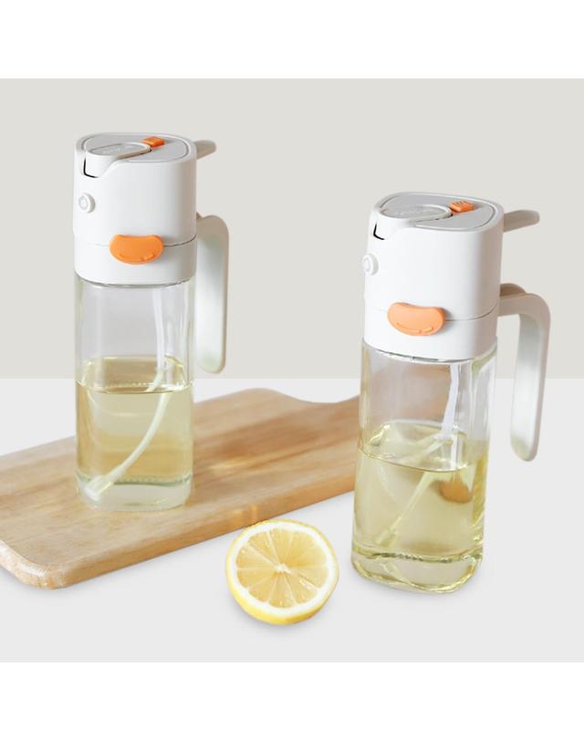 리본제이 자동개폐 오일스프레이 500ml / 분사형 오일병 유리 오일 디스펜서 기름병 분무기 착용컷