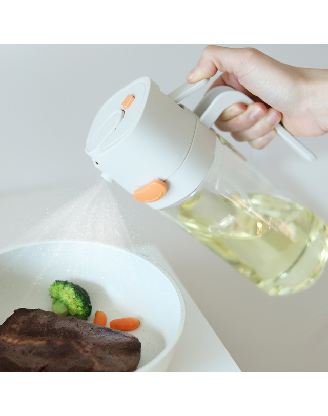 리본제이 자동개폐 오일스프레이 500ml / 분사형 오일병 유리 오일 디스펜서 기름병 분무기 착용컷