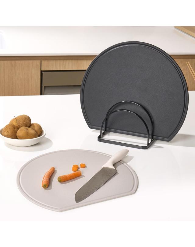 리본제이 칼자국 이염에 강한 TPU 반달 도마 34cm / 99.9% 항균 이유식 앙면도마 착용컷