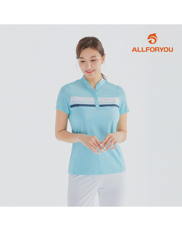 [올포유] 여름 여성 배색 포인트 넥변형 반팔 티셔츠 AWTHL4281-830