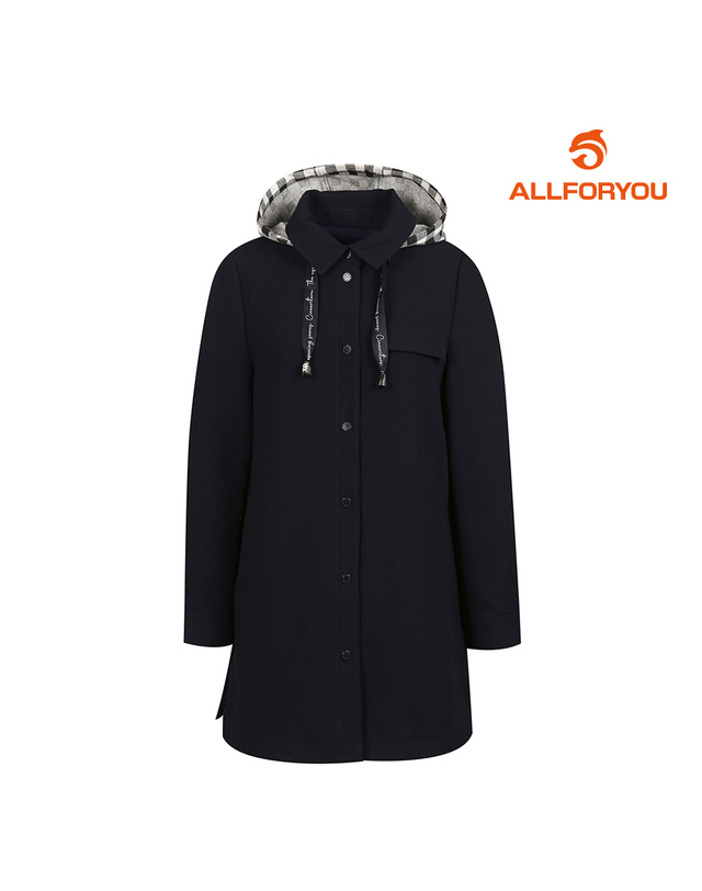 올포유 [올포유] [모델착장] 여성 체크 후드 탈부착 캐주얼 자켓 ALKKM1211-915 착용컷