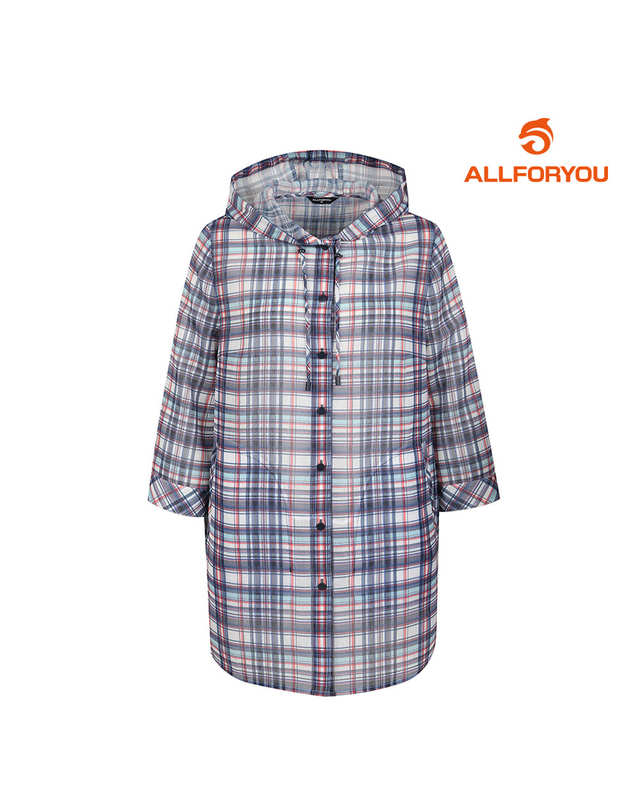올포유 [올포유] 여성 체크 후드 롱 블라우스 ALBLL4311-906_G 착용컷