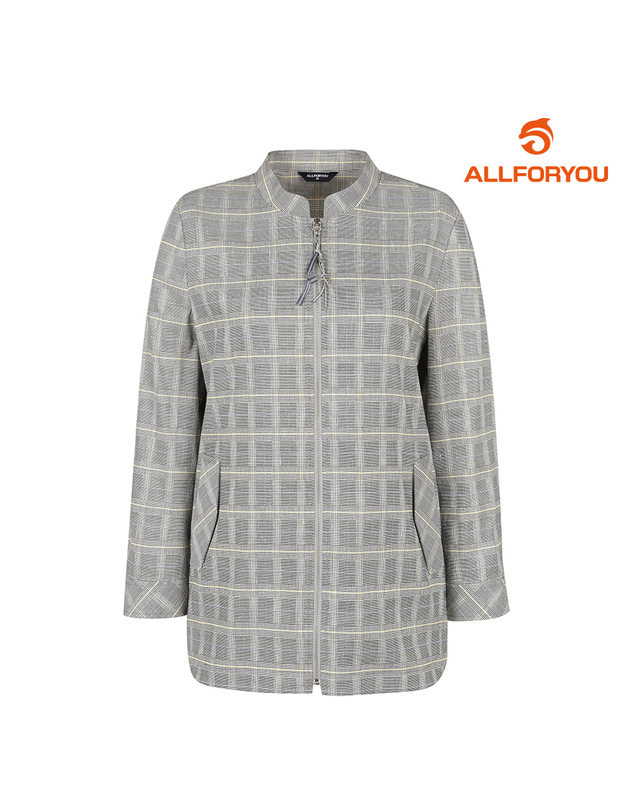 올포유 [올포유] [모델착장] 여성 린넨 혼방 체크 집업 자켓 ALKKL3111-203_G 착용컷