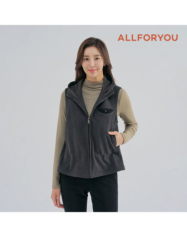 [올포유] 여성 장식 후드 집업 베스트 ALVEM8421-190