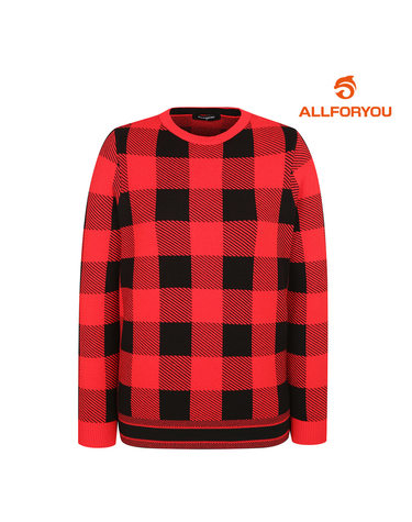 [올포유] 여성 체크 자가드 라운드 니트 AWSRL8397-500_G