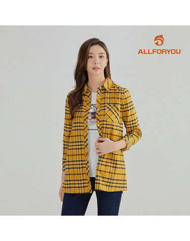[올포유] [모델착장] 여성 체크 포켓 자수 셔츠형 블라우스 ALBLL8131-217_G