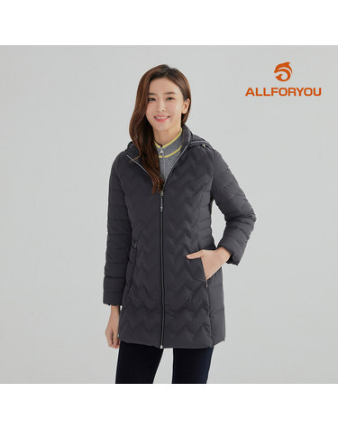 [올포유] [모델착장] 여성 후드 탈부착 핫멜팅 구스 다운 점퍼 AWDJL9361-190_G