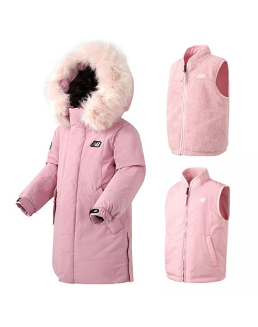 뉴발란스 아동패딩 키즈 스노우사파리 플리스 디터처블 롱 구스다운 NK9P94509U-25-PK P2211