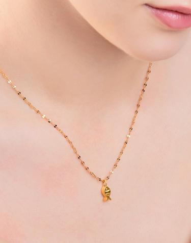 [러브넛] 24K골드 순금 럭키피쉬 펜던트 + 18K GP 체인 SG-1129