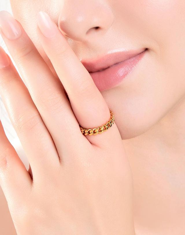 러브넛 [러브넛] 18K골드 커브체인 룩 반지 RG-1232-Y 착용컷